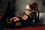 Alonso Perez Paintings - MEDIAS NEGRAS II by Fabian Perez